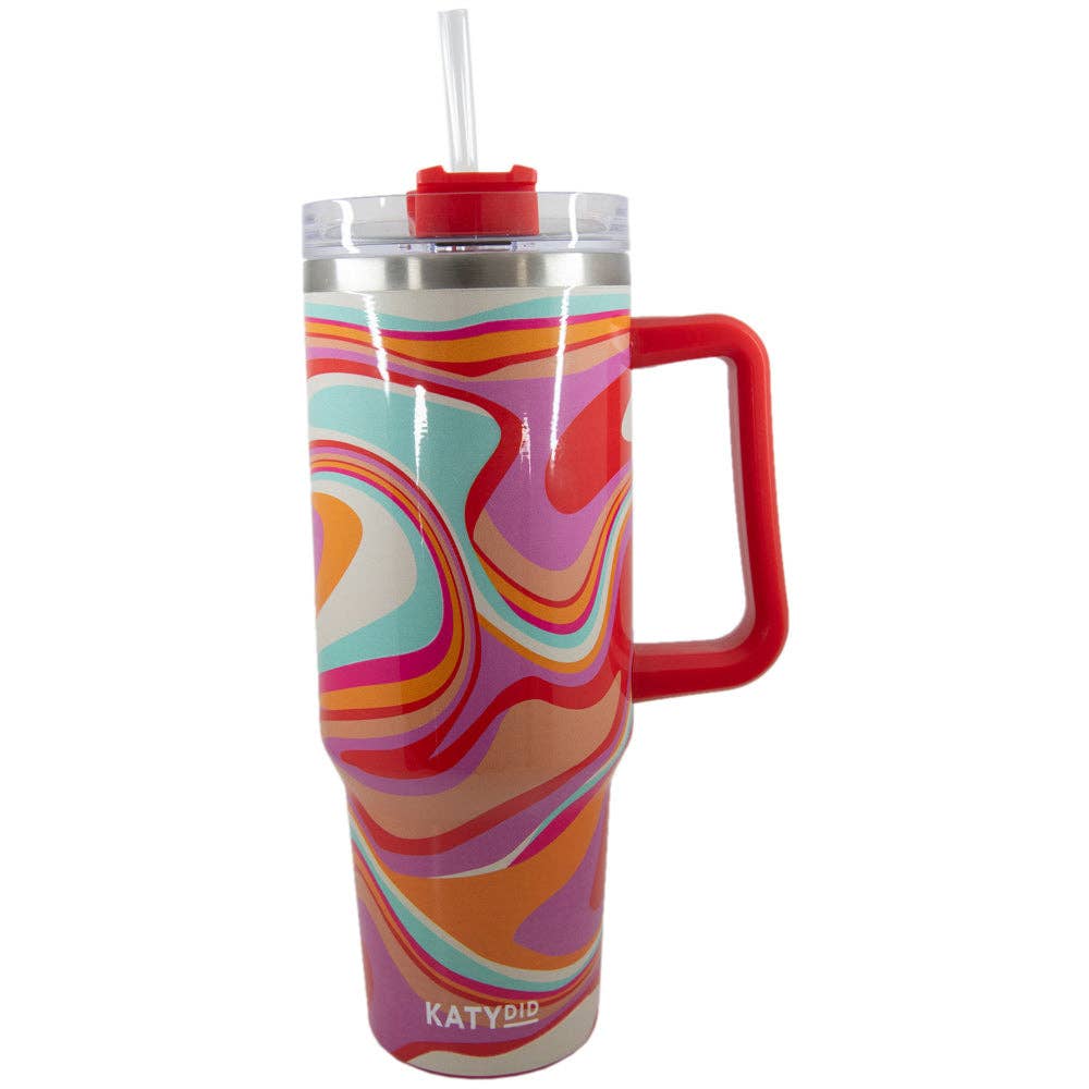 Groovy Swirls Insulated Tumbler Cup w/ Handle