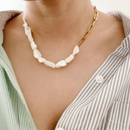 Chain & Shell Pearl Necklace