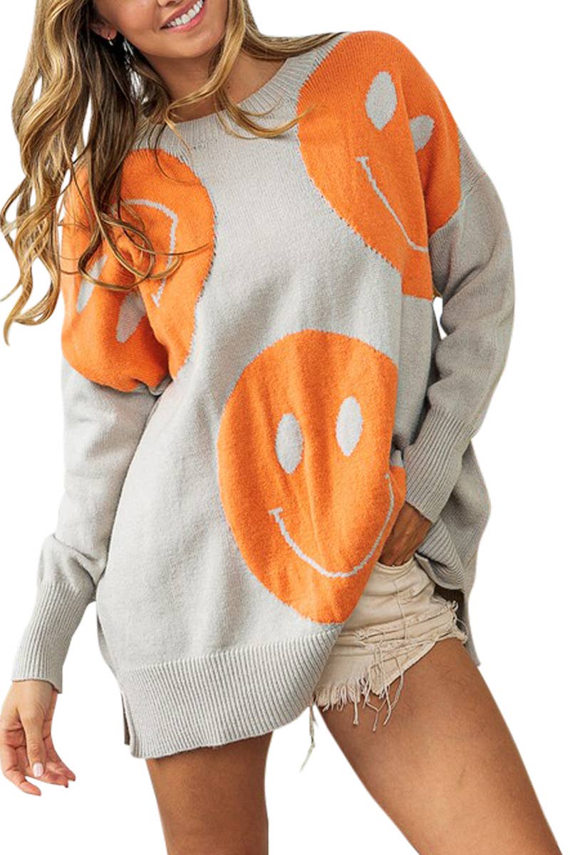 Smiley Embroidered Sweater