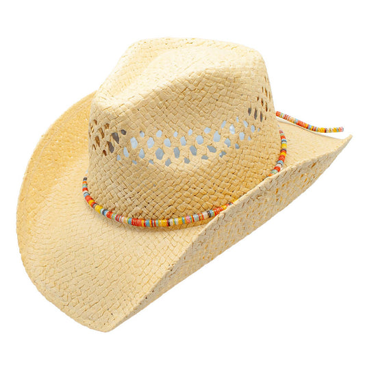 Andes Straw Colorful Band Cowboy Drifter Hat