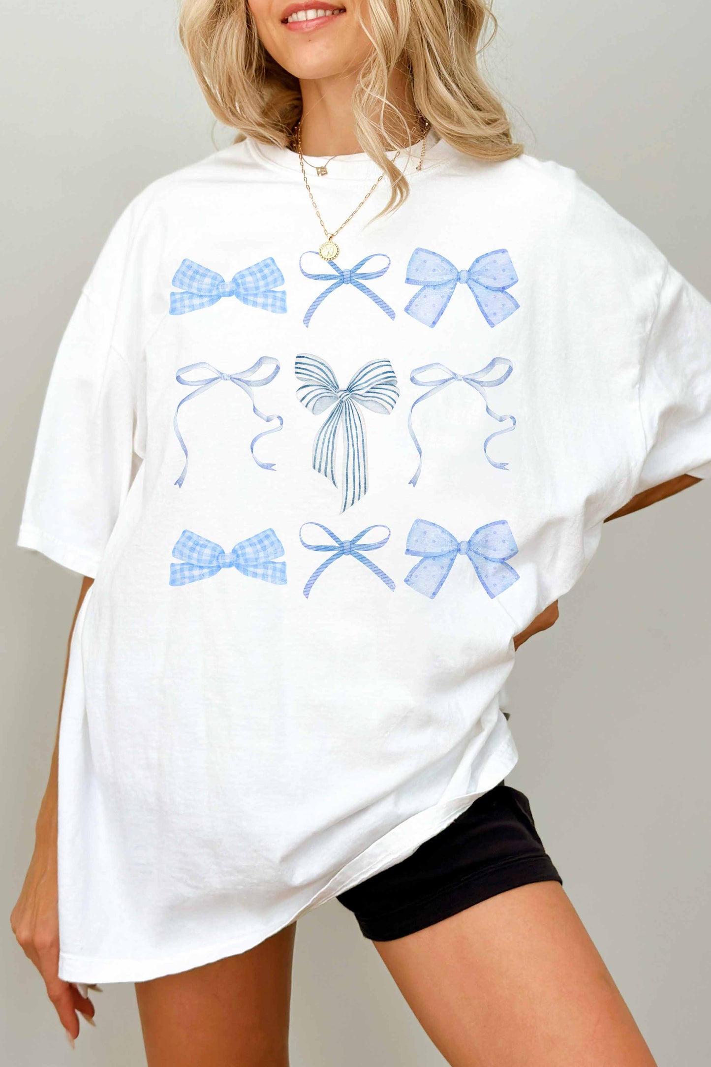 Blue Bows Oversized Tee