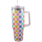 Multicolored Checkered Coffee Tumbler Cup