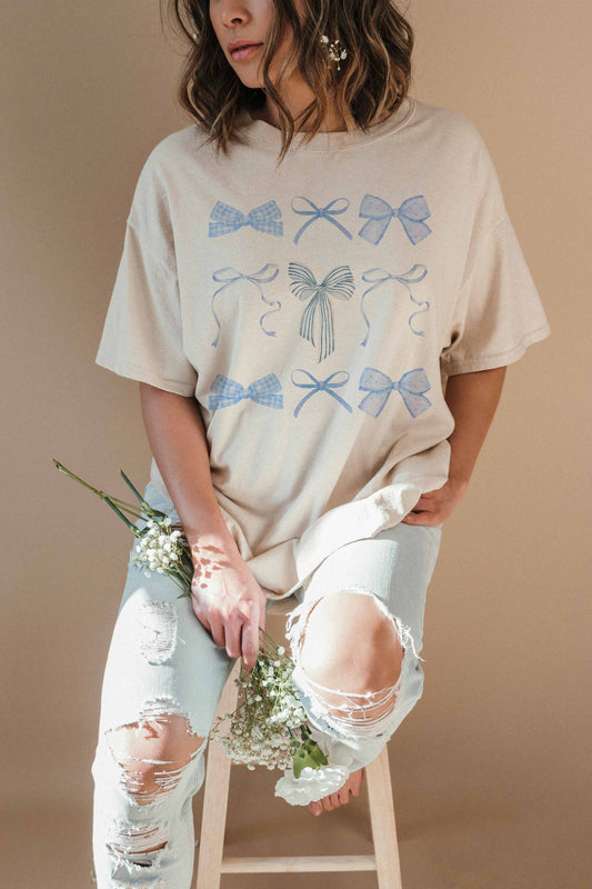 Blue Bows Oversized Tee