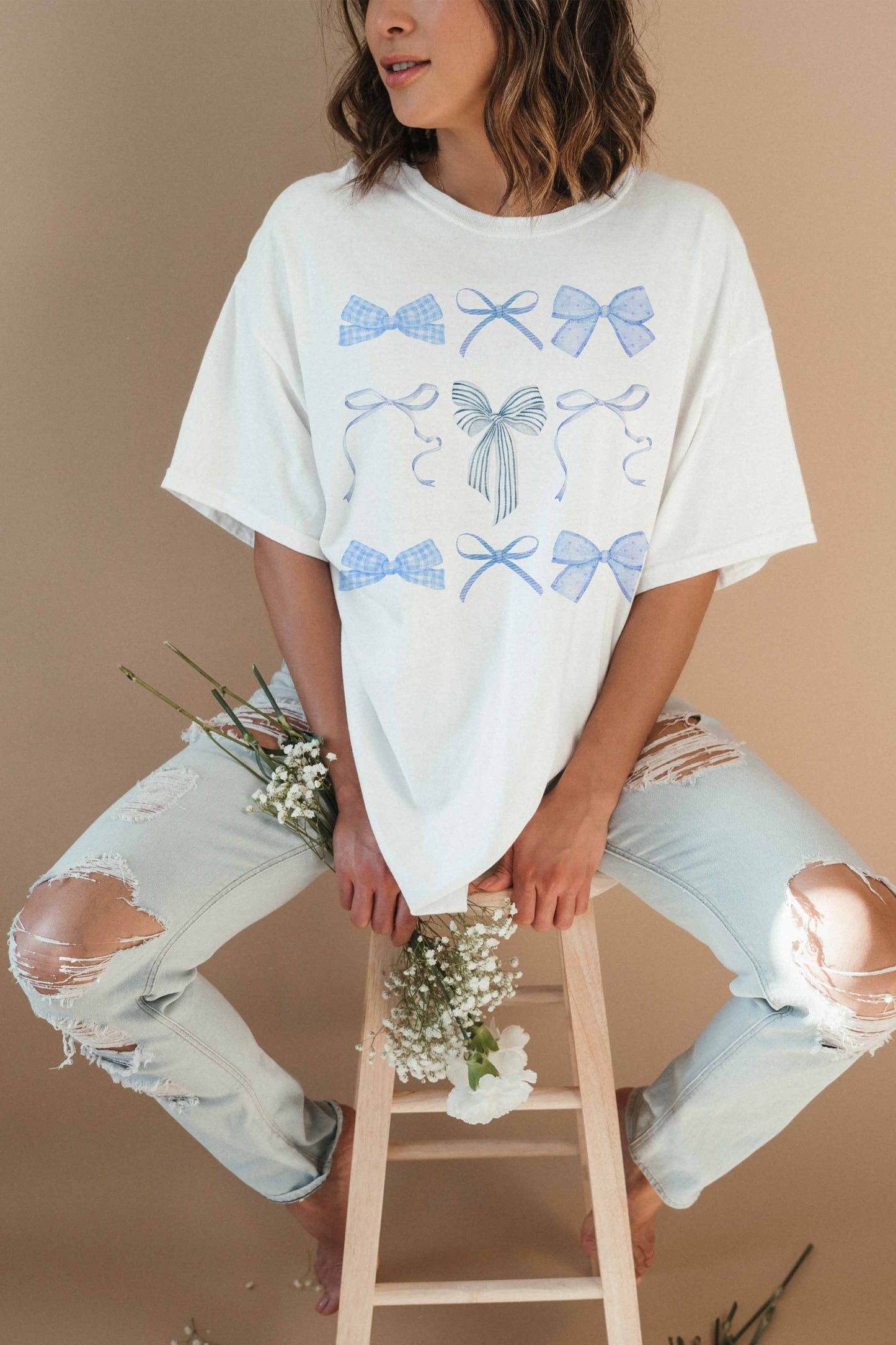 Blue Bows Oversized Tee