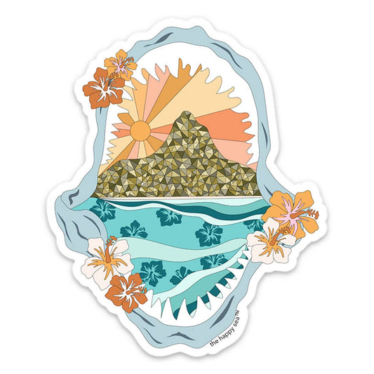 4" Tropical Shark Jaw Sticker