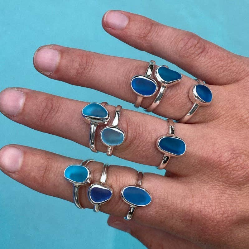 Sea Glass Ring - Blue