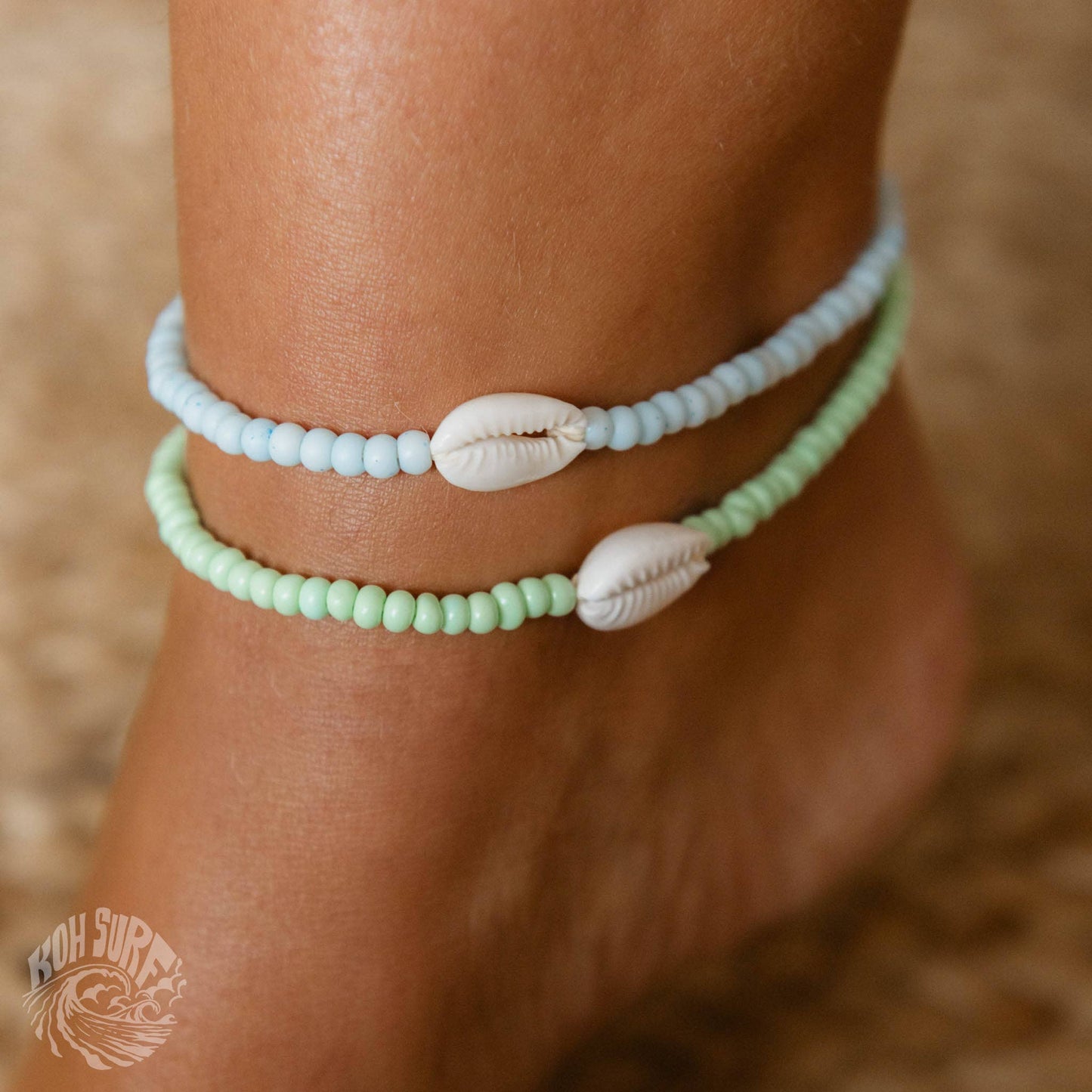 Laaloa Bay Beaded Anklet - Green