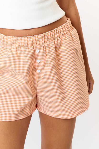 Gingham Check Boxer Shorts - Orange