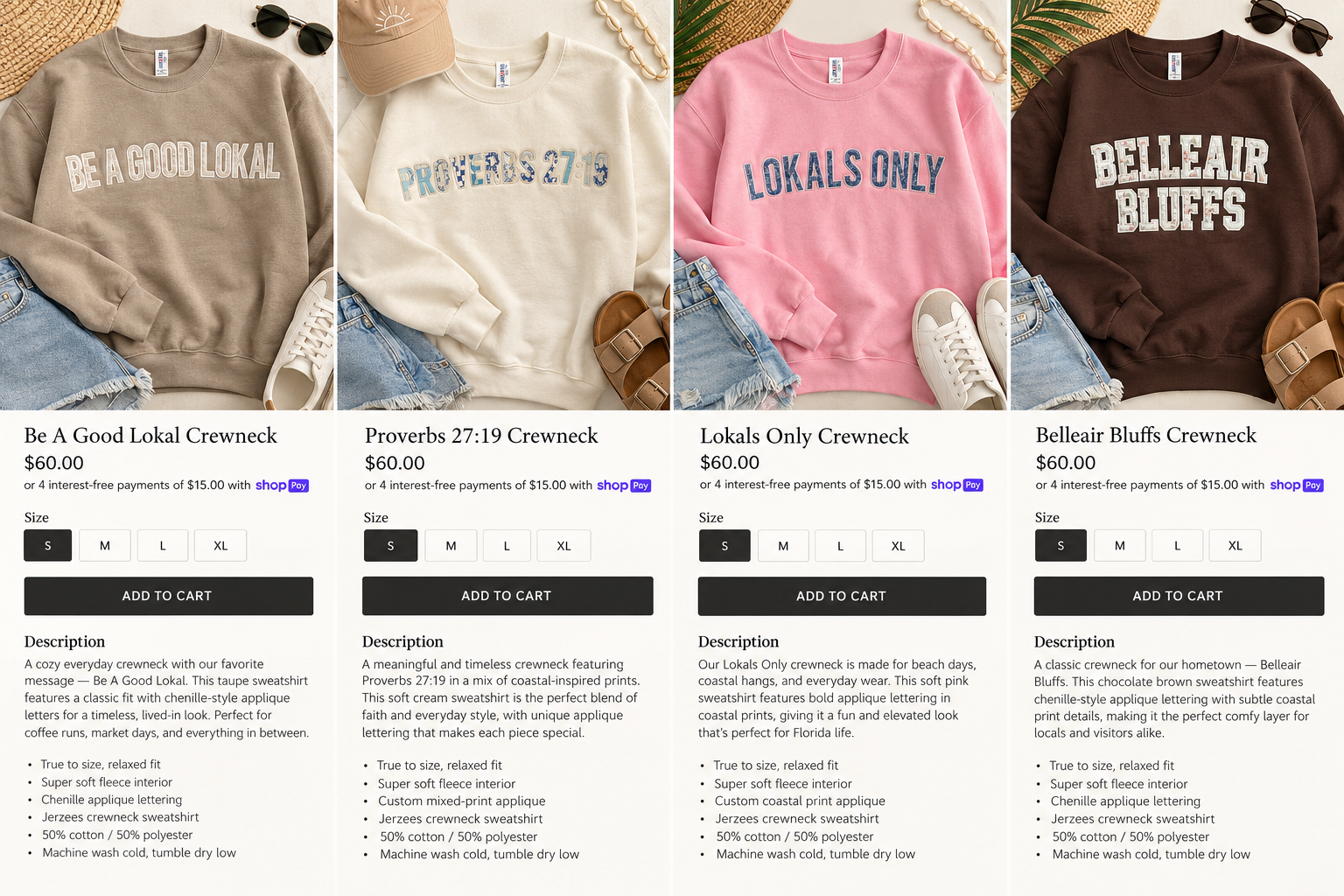 Belleair Bluffs Crewneck custom applique crewneck