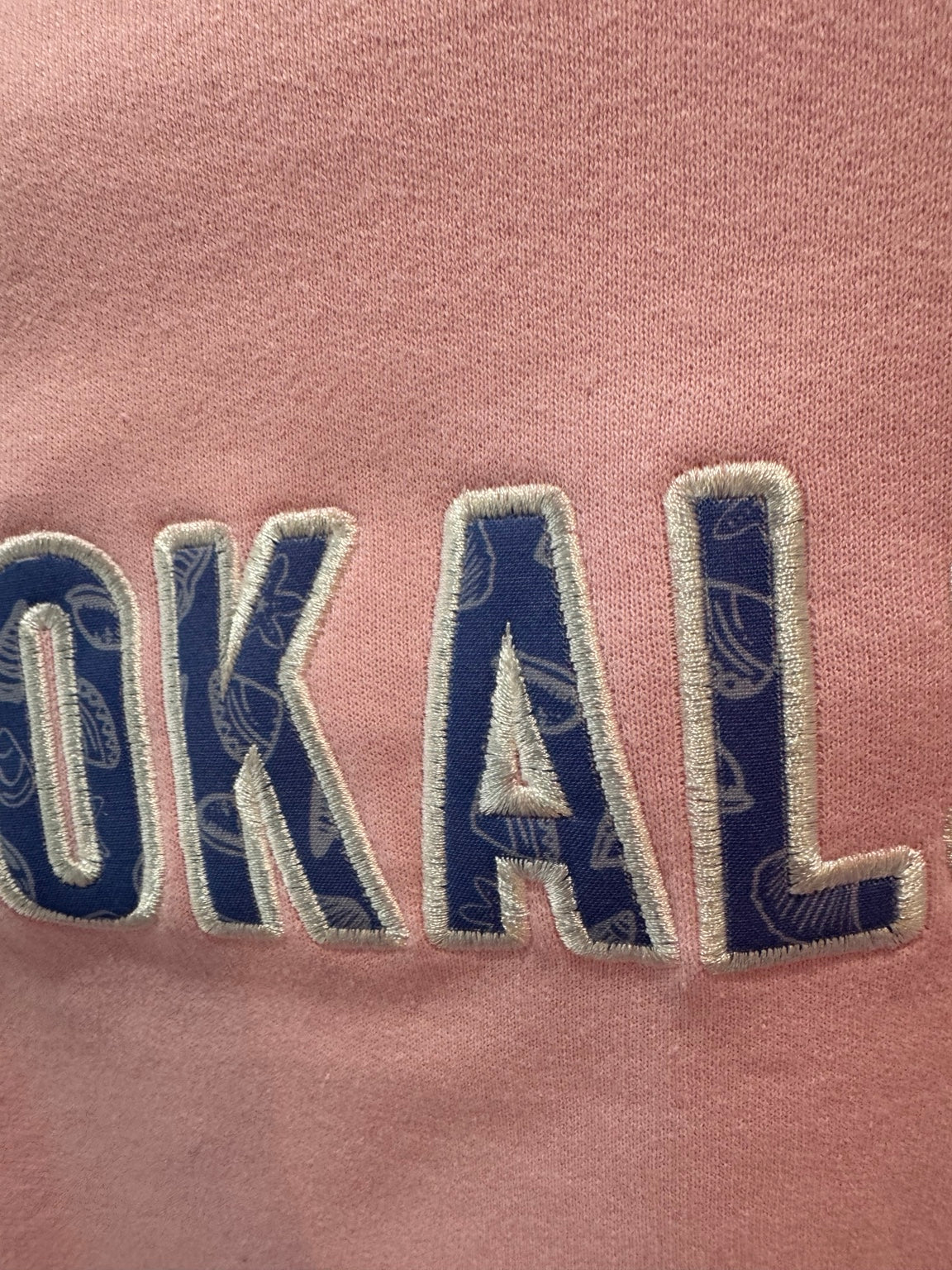 Original photo of Lokals Only Crewneck fabric applique and embroidered stitching
