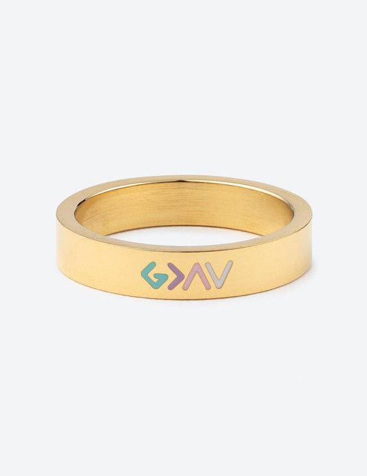 Gold Enamel Highs and Lows Ring