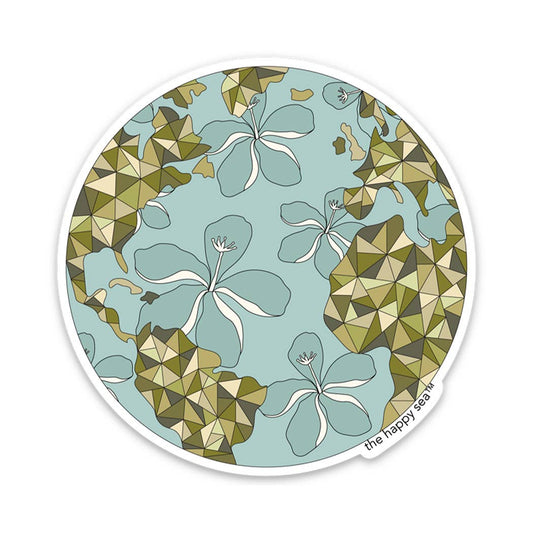 3" Hibiscus Globe Sticker: 3"