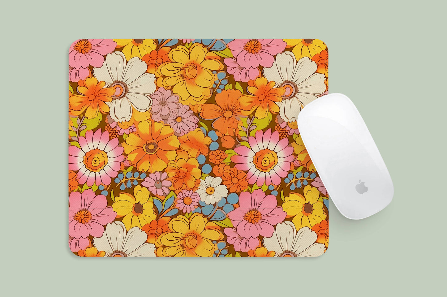 Vintage 60's Floral Pattern Mousepad